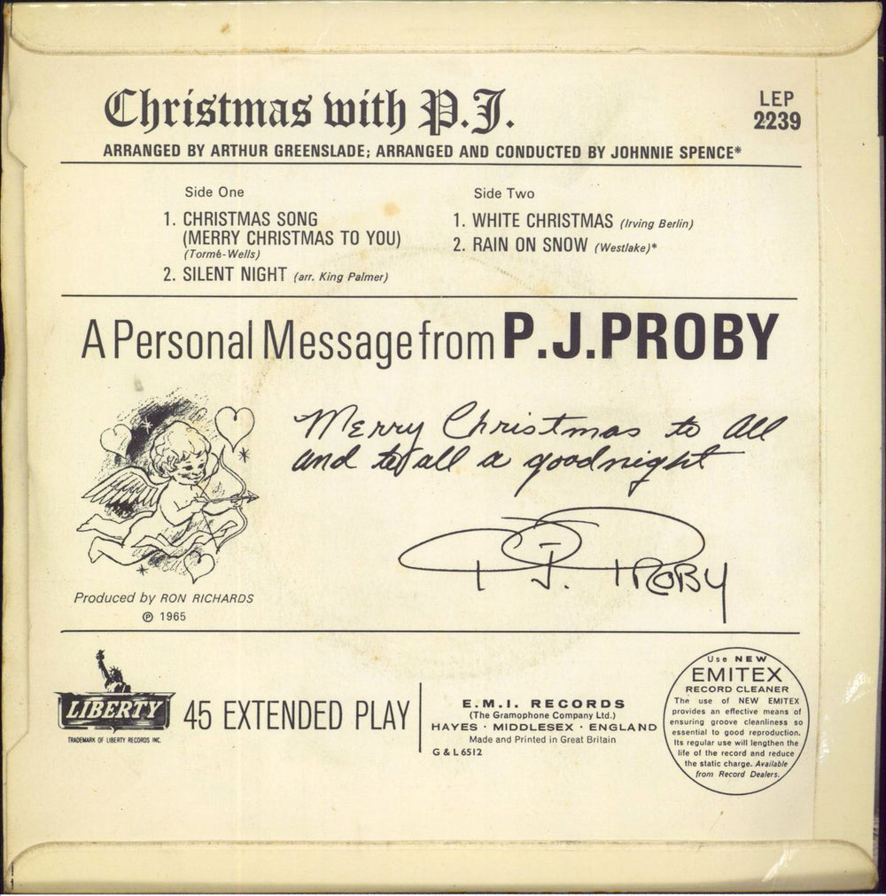 P. J. Proby Christmas With P.J. UK 7" vinyl single (7 inch record / 45)