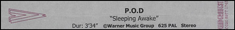 P.O.D. Sleeping Awake UK Promo video (VHS or PAL or NTSC) PROMO VIDEO