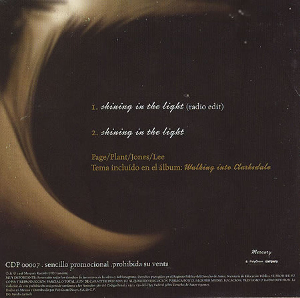 Page & Plant Shining In The Light Mexican Promo CD single (CD5 / 5") P&PC5SH120527