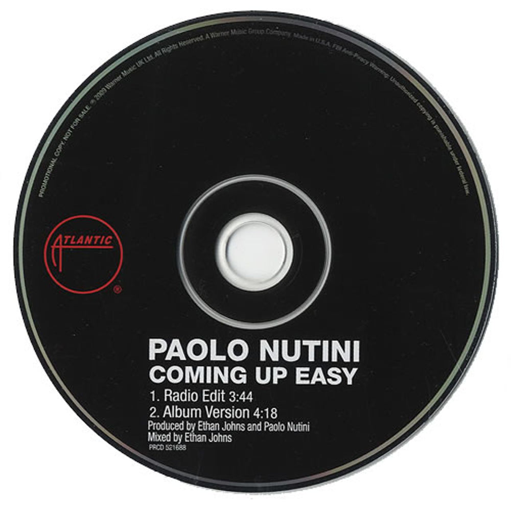 Paolo Nutini Coming Up Easy US Promo CD single (CD5 / 5") PRCD521688