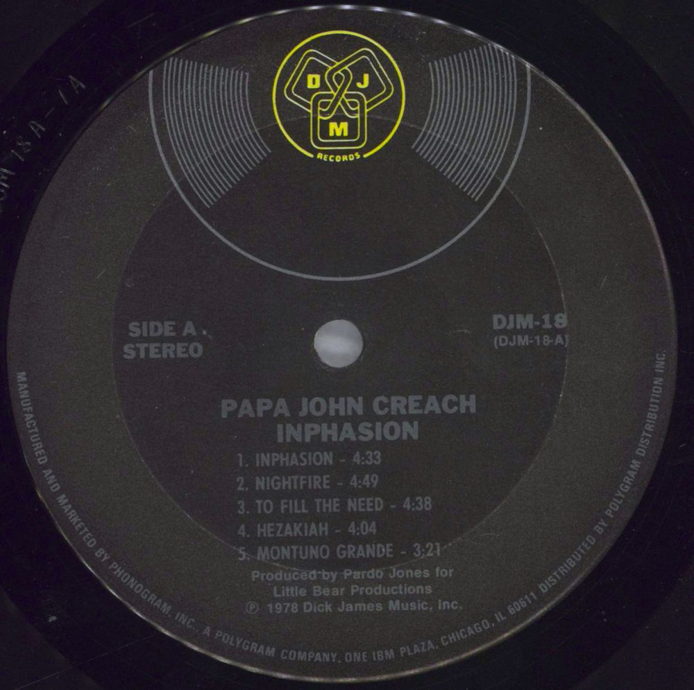 Papa John Creach Inphasion US vinyl LP album (LP record) PJCLPIN824741