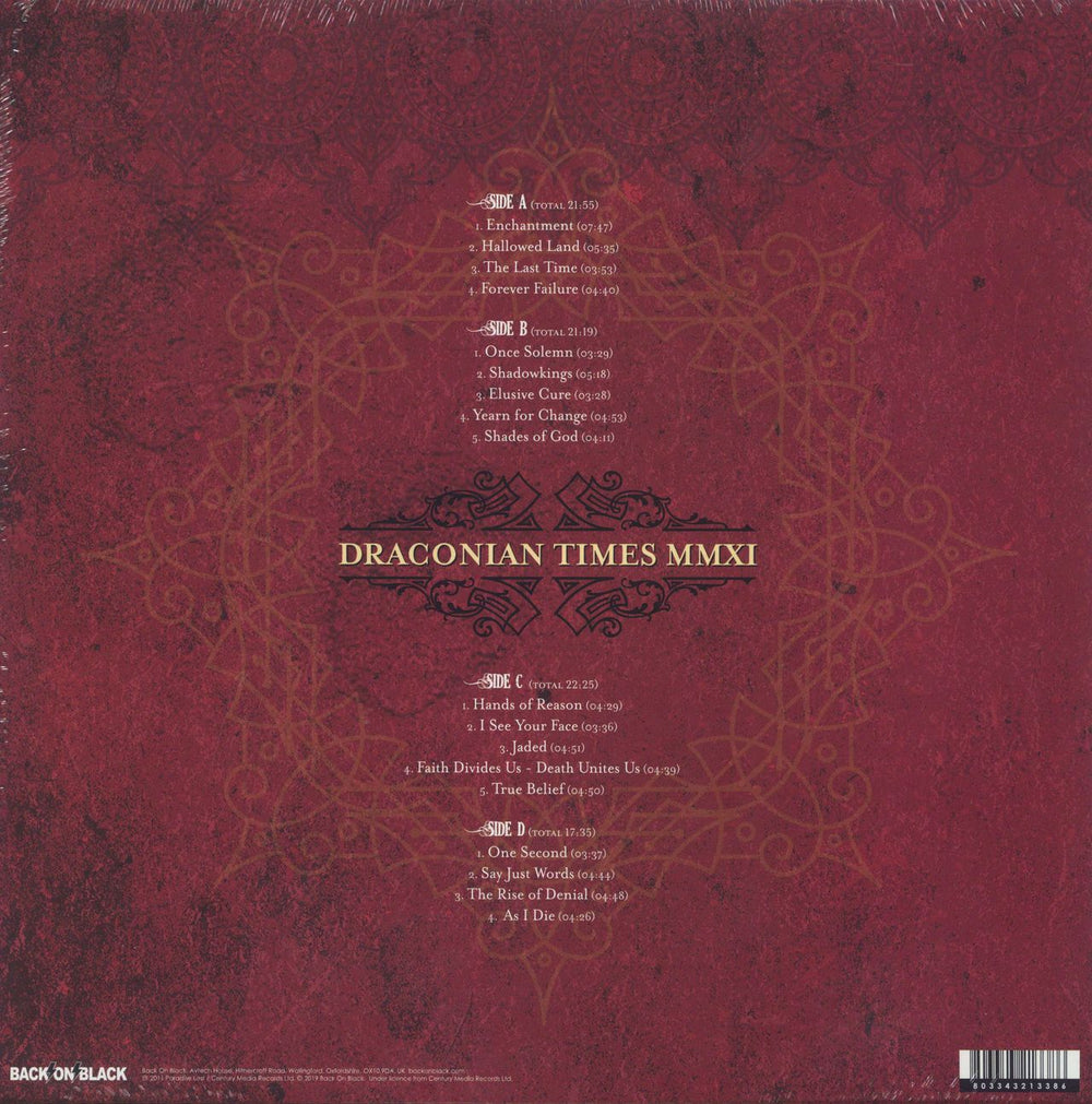 Paradise Lost Draconian Times MMXI - Red Vinyl - Sealed UK 2-LP vinyl record set (Double LP Album) 803343213386