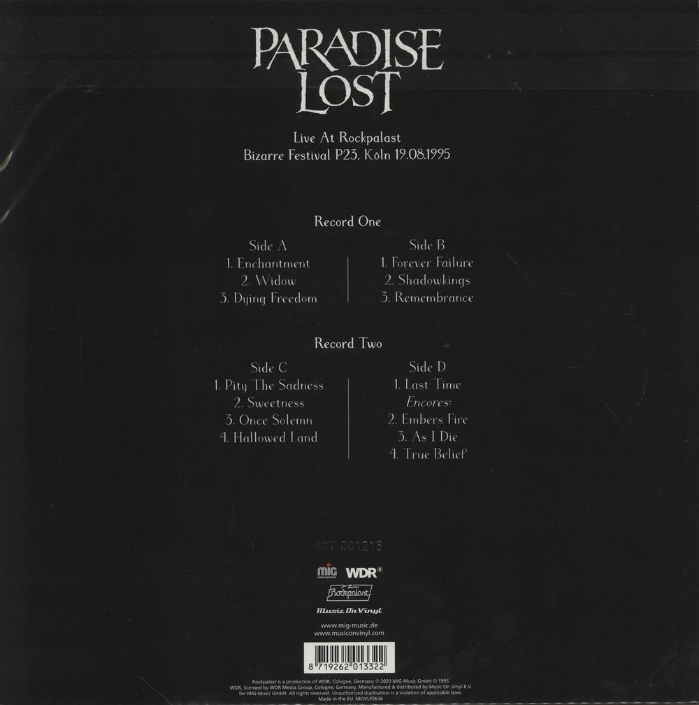 Paradise Lost Live At Rockpalast - RSD 2020 - White Vinyl - Unopened UK 2-LP vinyl record set (Double LP Album) 8719262013322