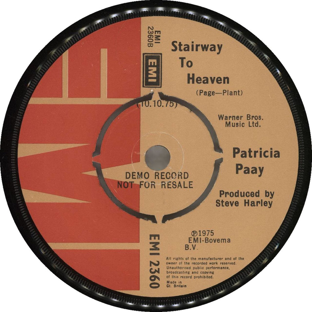 Patricia Paay Can You Please Crawl Out Your Window UK Promo 7" vinyl single (7 inch record / 45) EMI2360