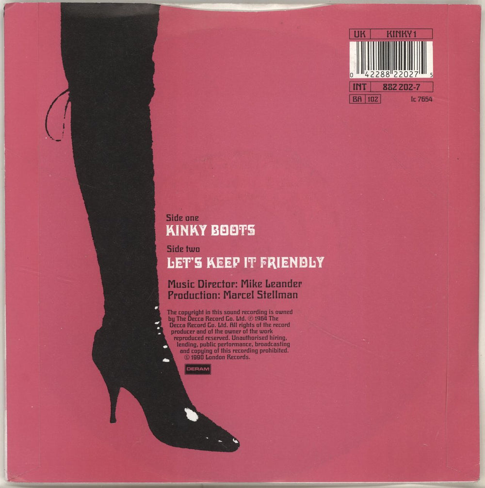 Patrick MacNee & Honor Blackman Kinky Boots UK 7" vinyl single (7 inch record / 45) P&H07KI243223