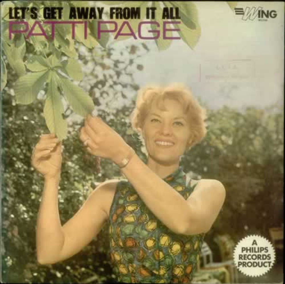 Patti Page Let's Get Away From It All UK vinyl LP album (LP record) WL1104