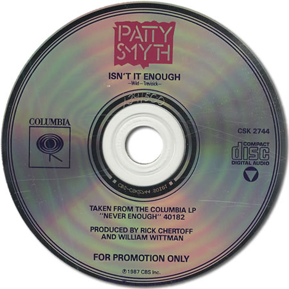 Patty Smyth Isn't It Enough US Promo CD single (CD5 / 5") CSK2744