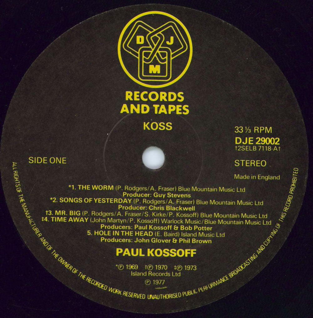 Paul Kossoff Koss UK 2-LP vinyl record set (Double LP Album) KOS2LKO93638