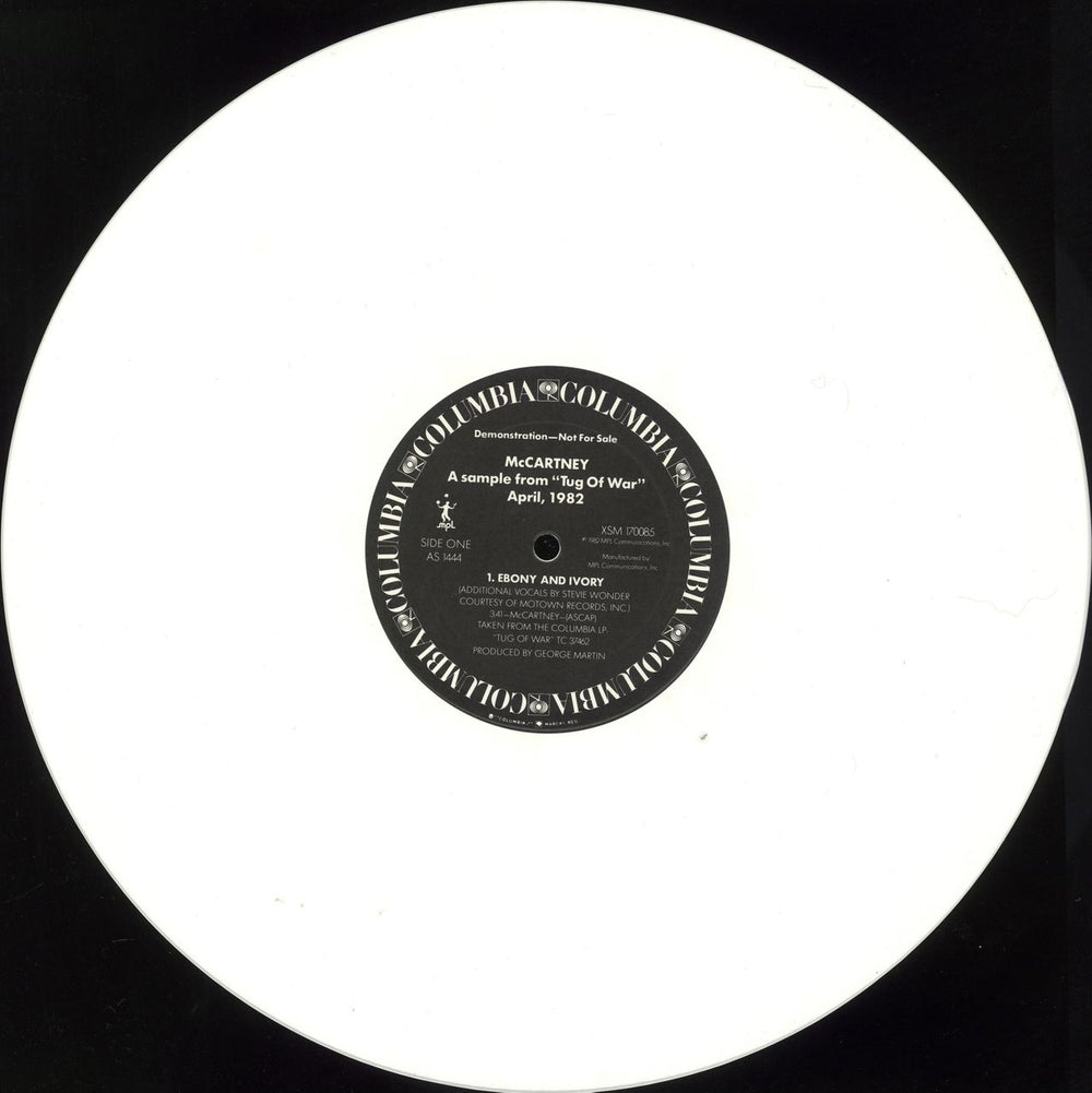 Paul McCartney and Wings A Sample From Tug Of War - White Vinyl US Promo 12" vinyl single (12 inch record / Maxi-single) MCC12AS08769