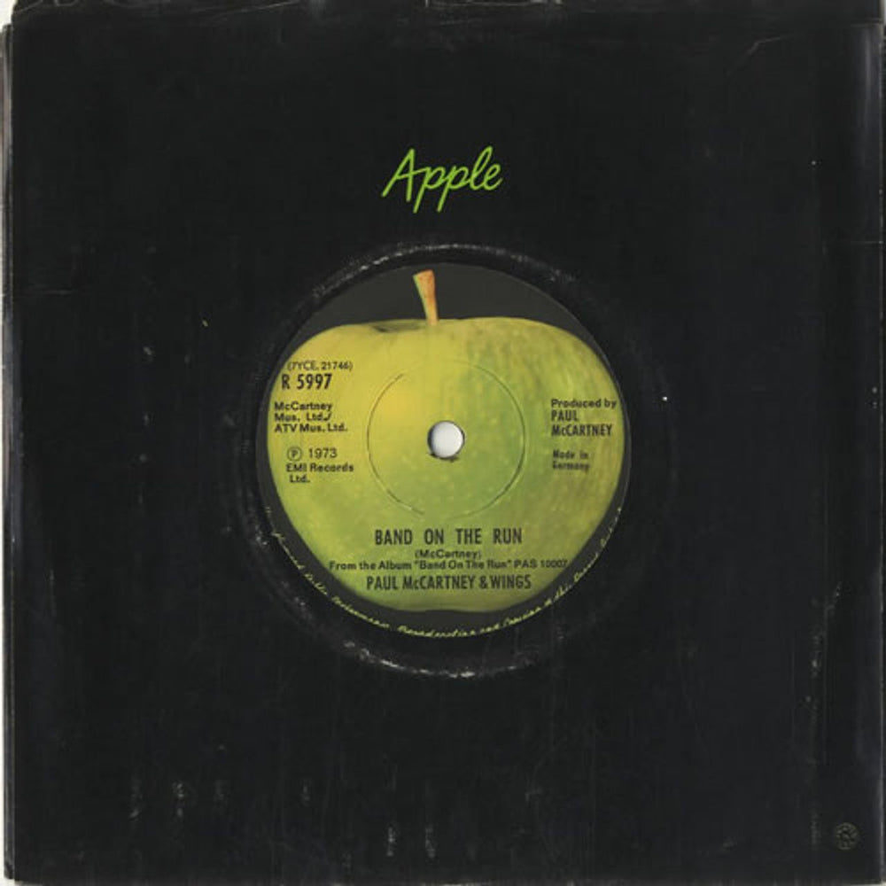 Paul McCartney and Wings Band On The Run - Solid Apple Label German 7" vinyl single (7 inch record / 45) R5997