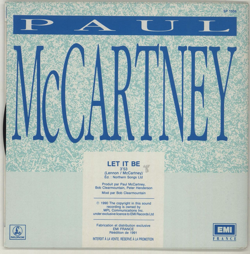 Paul McCartney and Wings Let It Be French Promo 7" vinyl single (7 inch record / 45) MCC07LE119672