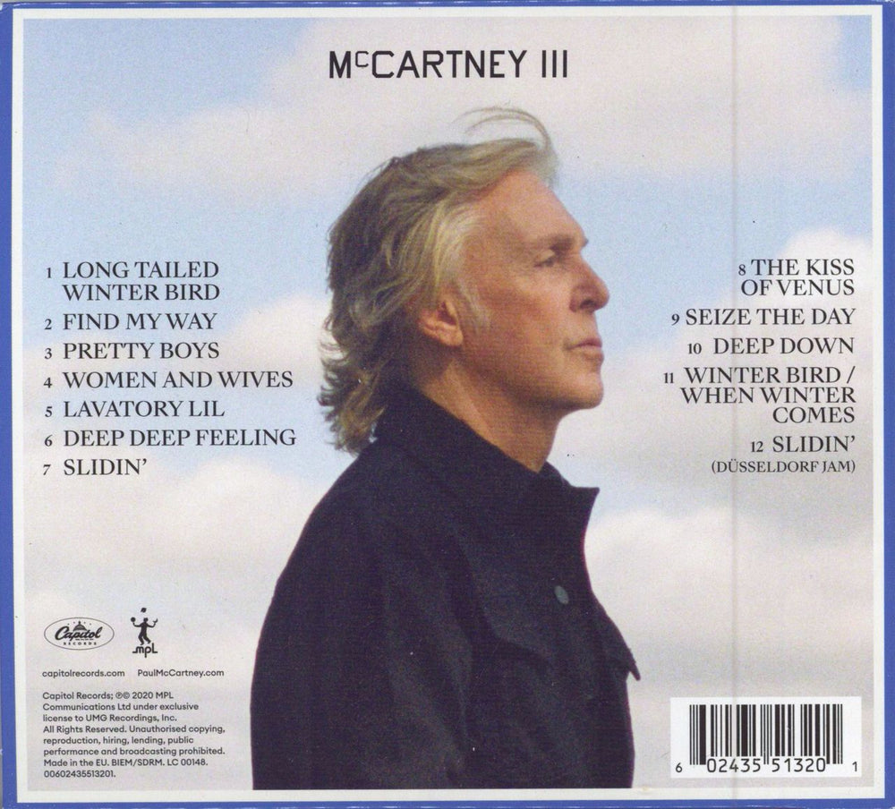 Paul McCartney and Wings McCartney III: Blue Artwork UK CD album (CDLP) 602435513201