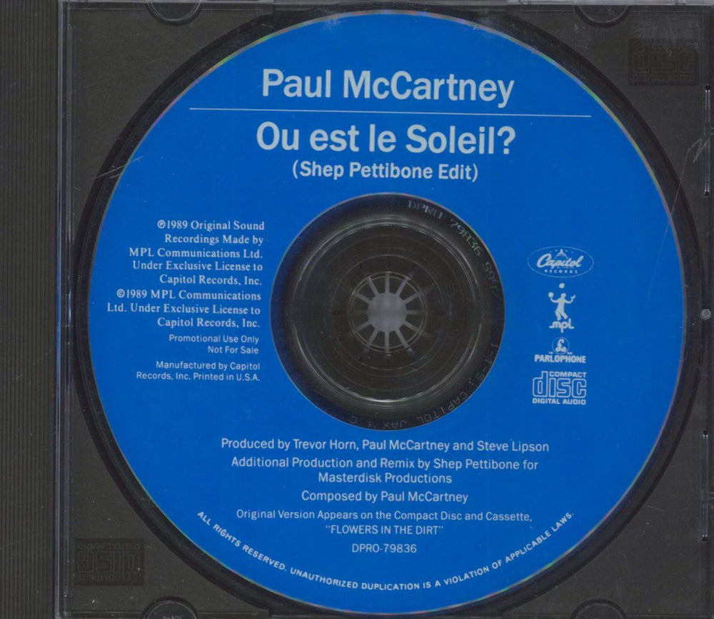 Paul McCartney and Wings Ou Est Le Soleil? US Promo CD single (CD5 / 5") DPRO-79836