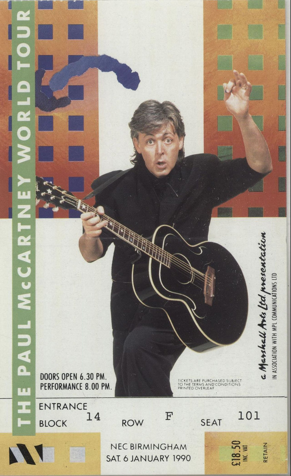 Paul McCartney and Wings The Paul McCartney World Tour + B'ham Stub UK tour programme MCCTRTH217113