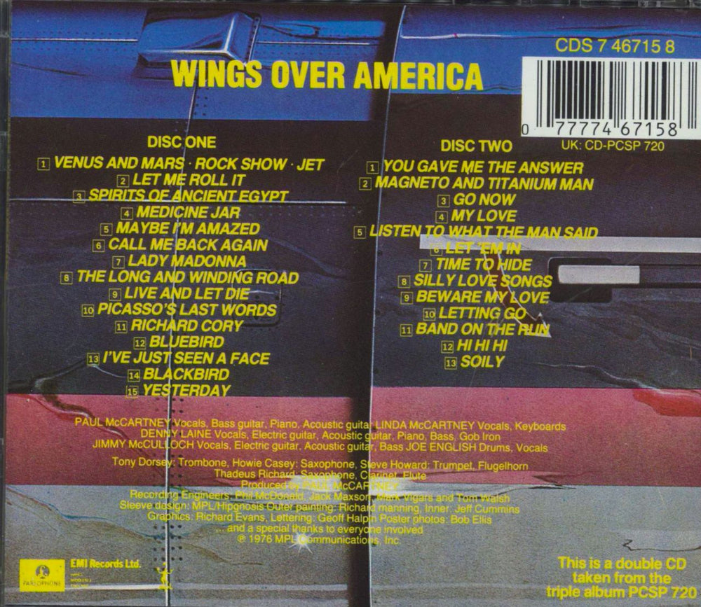 Paul McCartney and Wings Wings Over America UK 2 CD album set (Double CD) 0777774671583