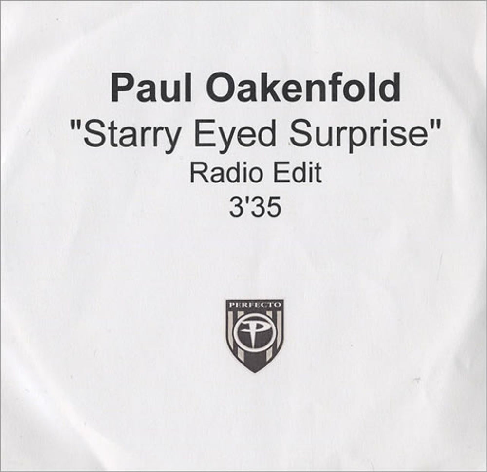 Paul Oakenfold Starry Eyed Surprise UK Promo CD-R acetate CD-R ACETATE