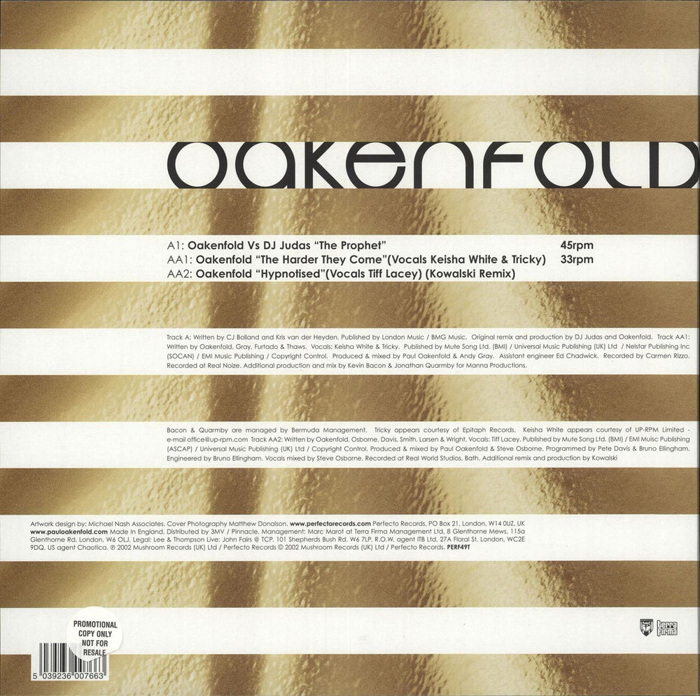 Paul Oakenfold The Harder They Come UK 12" vinyl single (12 inch record / Maxi-single) POF12TH248621