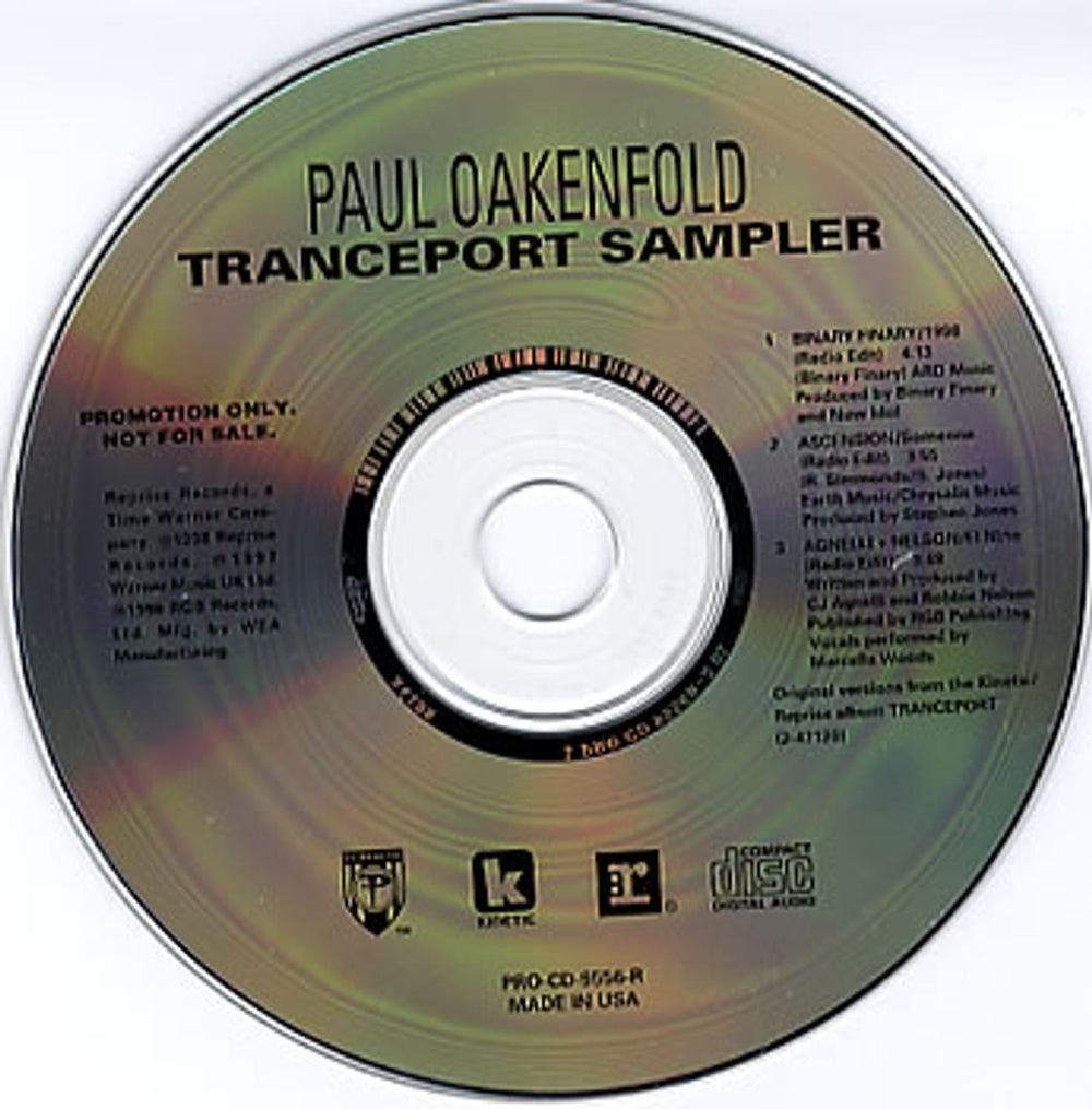 Paul Oakenfold Tranceport Sampler US Promo CD single (CD5 / 5") PRO-CD-9556-R