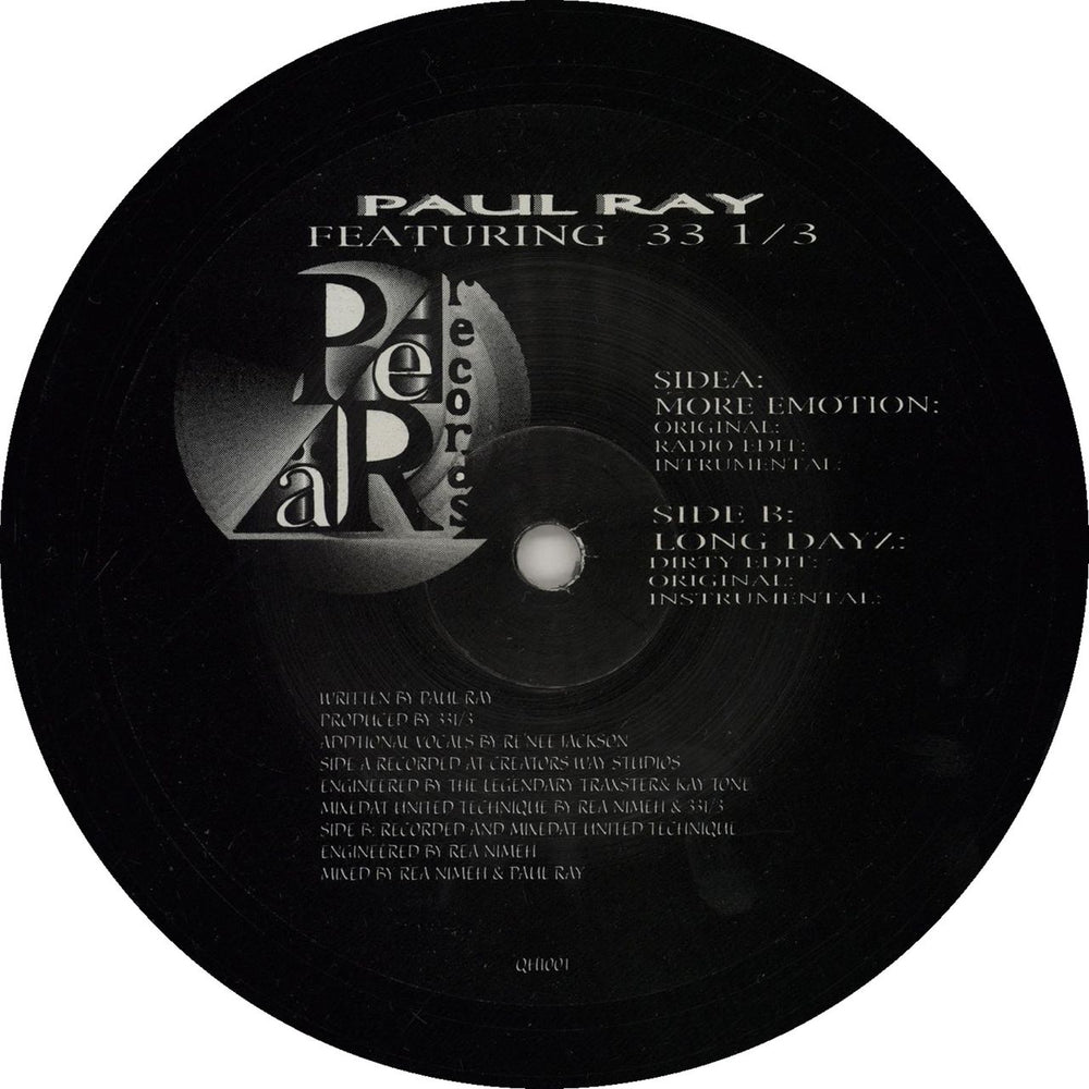 Paul Ray More Emotion/ Long Dayz US 12" vinyl single (12 inch record / Maxi-single) QHI001