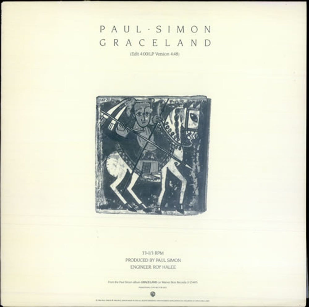 Paul Simon Graceland US Promo 12" vinyl single (12 inch record / Maxi-single) PRO-A-2610