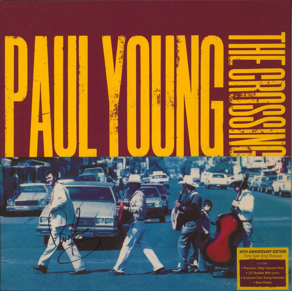 Paul Young The Crossing: 30th Anniversary - Turquoise Vinyl + Autographed Sleeve UK 2-LP vinyl record set (Double LP Album) 7A051LP