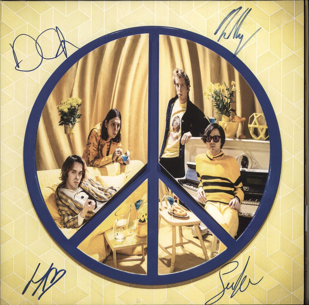 Peace Happy People - Yellow & Blue Vinyl + Autographed UK 2-LP vinyl record set (Double LP Album) 88875001541