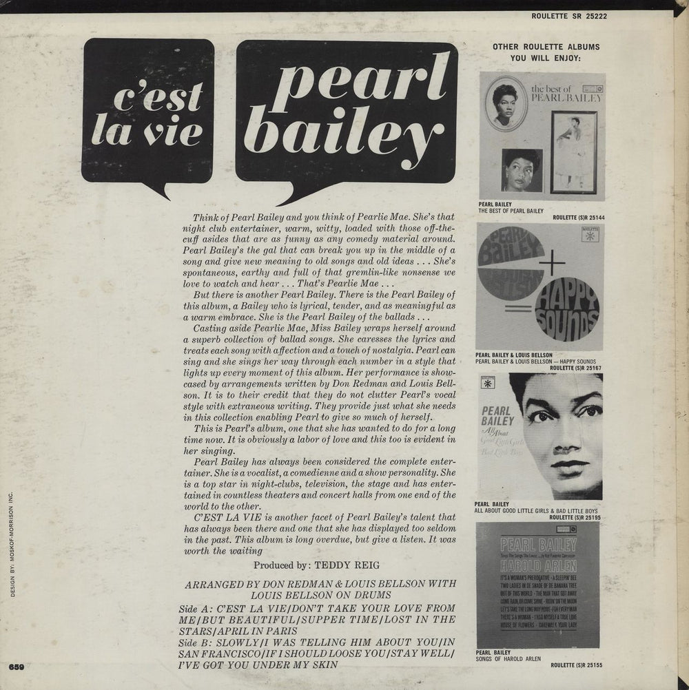 Pearl Bailey C'est La Vie US vinyl LP album (LP record)