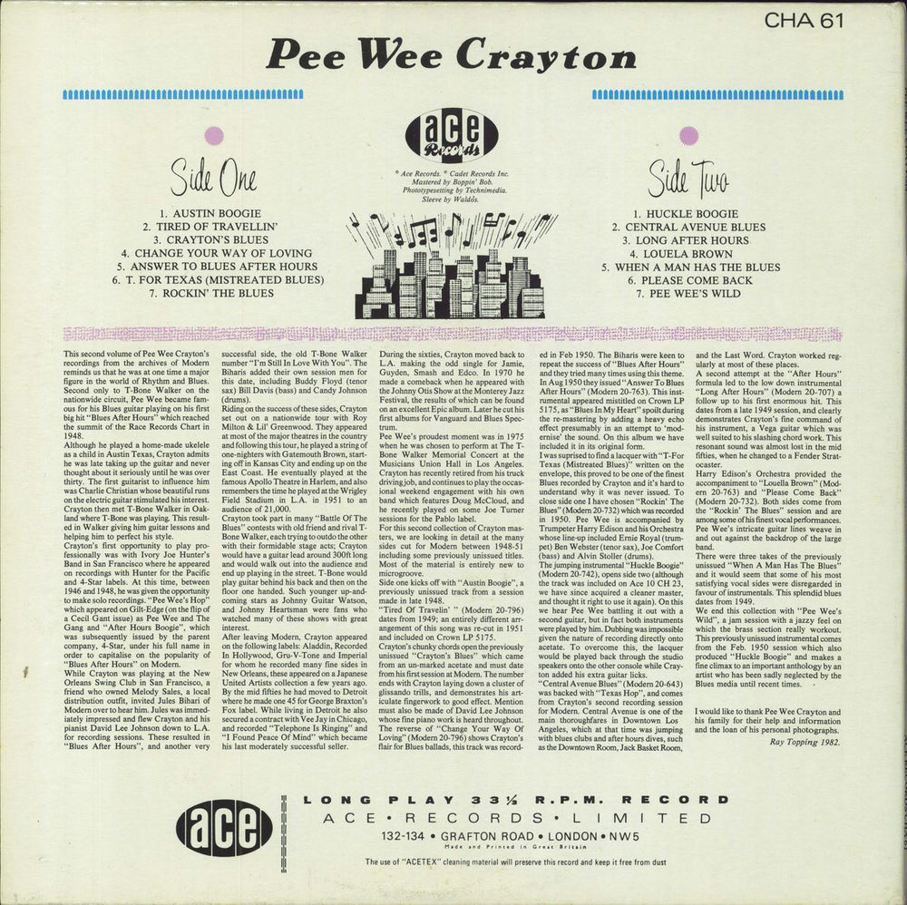 Pee Wee Crayton Rocking Down On Central Avenue (Pee Wee Crayton Volume Two) UK vinyl LP album (LP record)