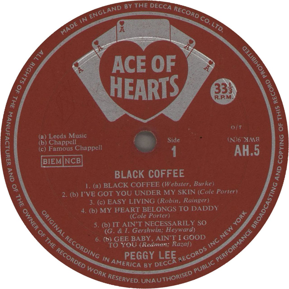 Peggy Lee Black Coffee - EX UK vinyl LP album (LP record) PEGLPBL711473