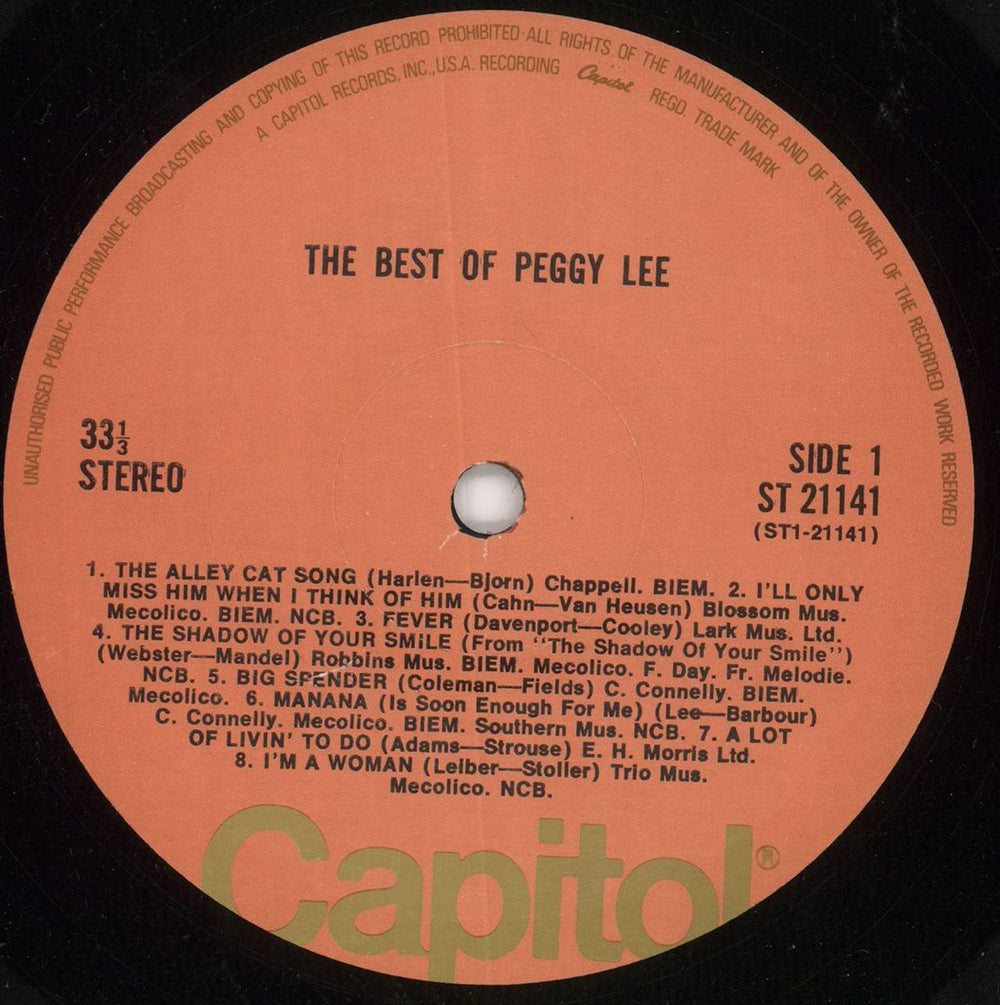 Peggy Lee The Best Of Peggy Lee - 3rd UK vinyl LP album (LP record) PEGLPTH691631