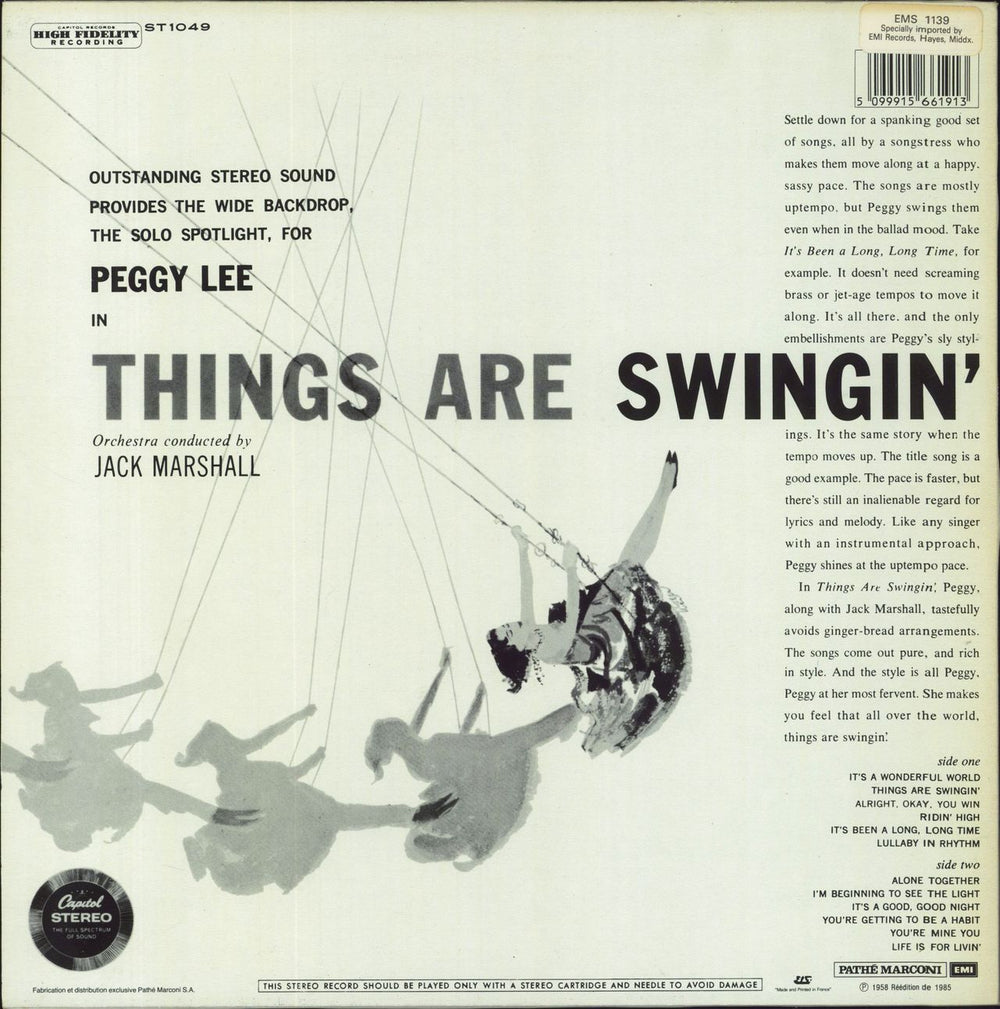 Peggy Lee Things Are Swingin' French vinyl LP album (LP record) 5099915661913