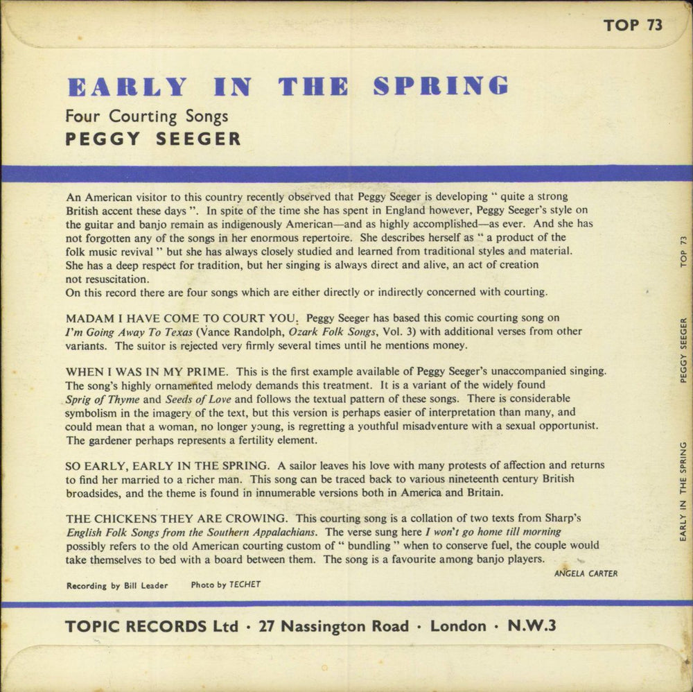 Peggy Seeger Early In The Spring UK 7" vinyl single (7 inch record / 45)