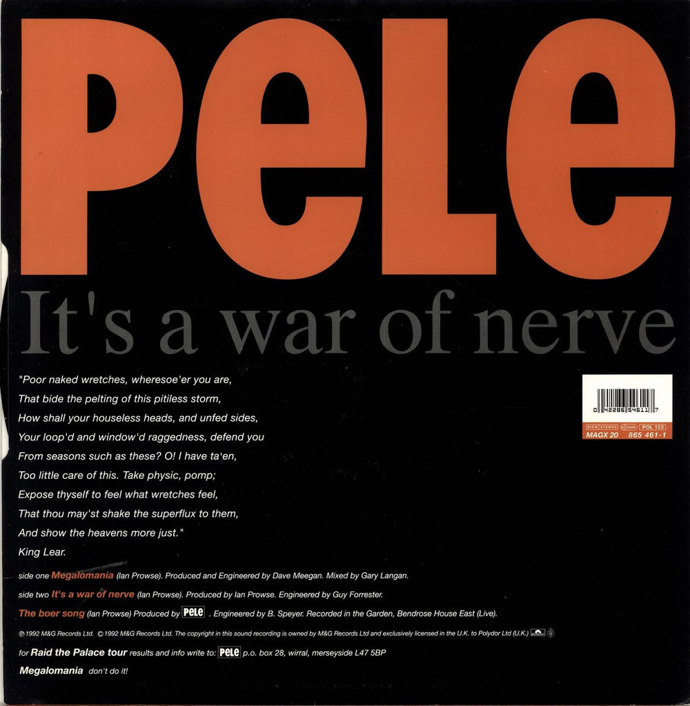 Pele (Indie) Megalomania UK 12" vinyl single (12 inch record / Maxi-single) 042286546117