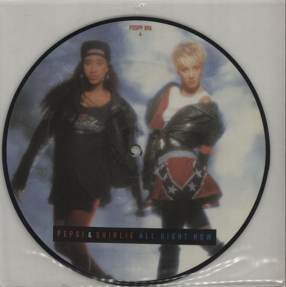 Pepsi & Shirlie All Right Now UK 7" vinyl picture disc (7 inch picture disc single) POSPP896