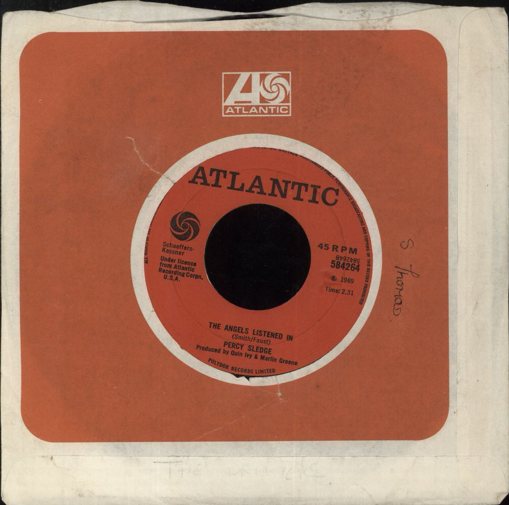 Percy Sledge Any Day Now (My Wild Beautiful Bird) / The Angels Listened In UK 7" vinyl single (7 inch record / 45) PSL07AN818719