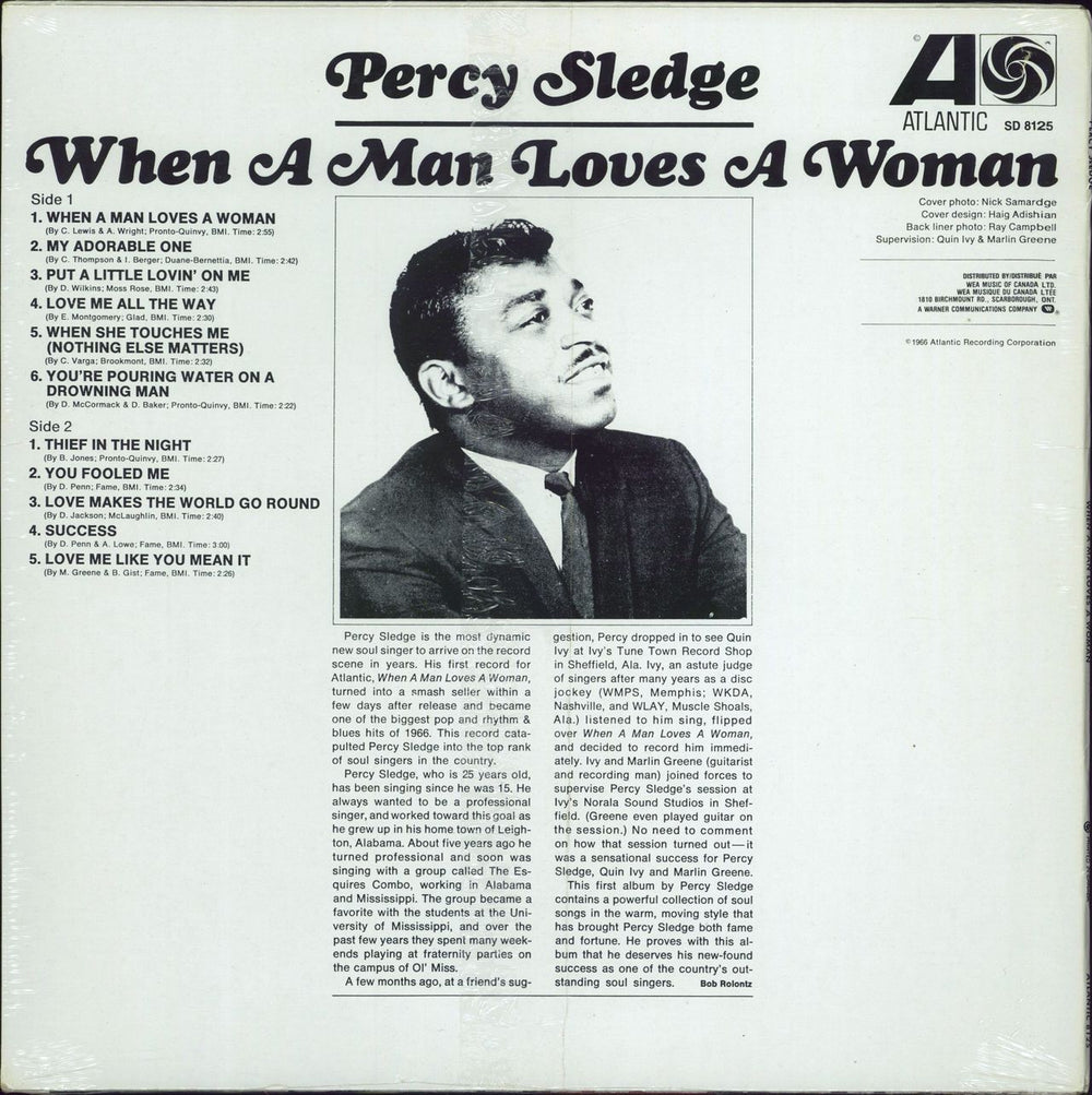 Percy Sledge When A Man Loves A Woman - Sealed + Sticker Canadian vinyl LP album (LP record)