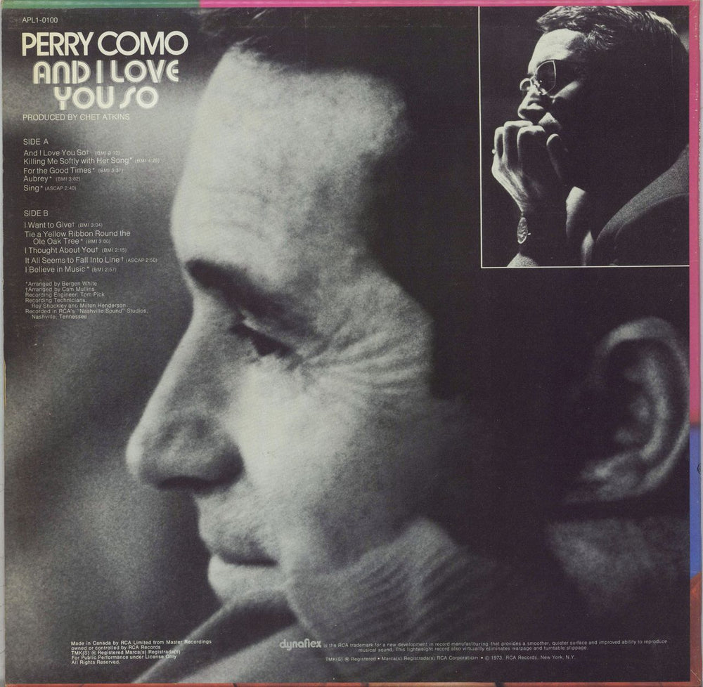 Perry Como And I Love You So Canadian vinyl LP album (LP record)
