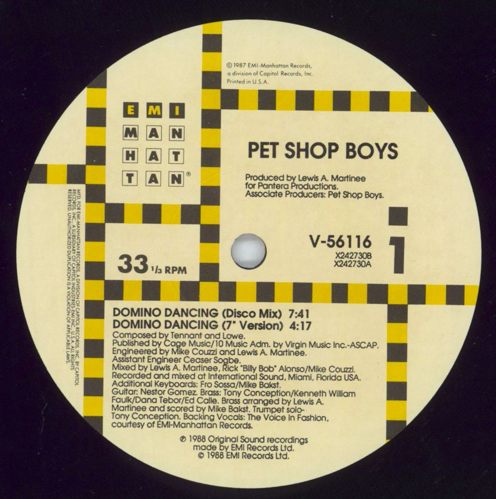 Pet Shop Boys Domino Dancing US 12" vinyl single (12 inch record / Maxi-single) PSB12DO584685