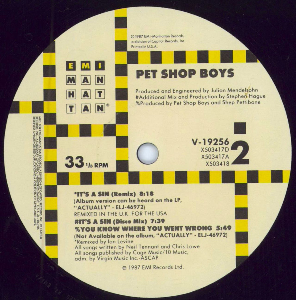 Pet Shop Boys It's A Sin - Latin Mixes 5-trk - stickered sleeve - EX US 12" vinyl single (12 inch record / Maxi-single)