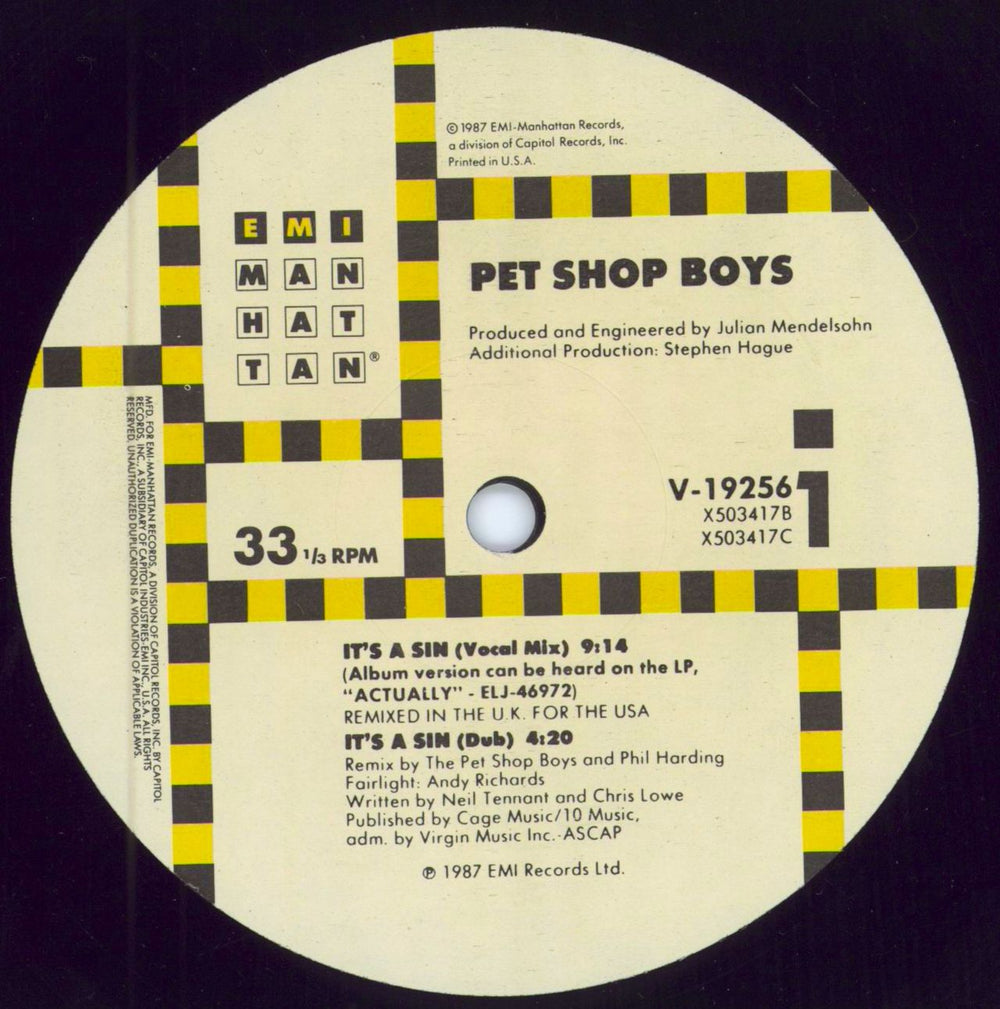 Pet Shop Boys It's A Sin - Latin Mixes 5-trk - stickered sleeve - EX US 12" vinyl single (12 inch record / Maxi-single) PSB12IT730014