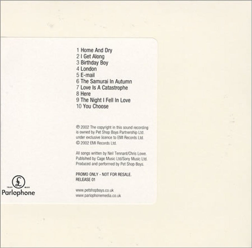 Pet Shop Boys Release - Sealed UK Promo CD album (CDLP) PSBCDRE208886