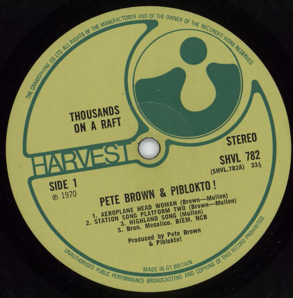 Pete Brown (Piblokto) Thousands On A Raft - 1st UK vinyl LP album (LP record) PBRLPTH597316