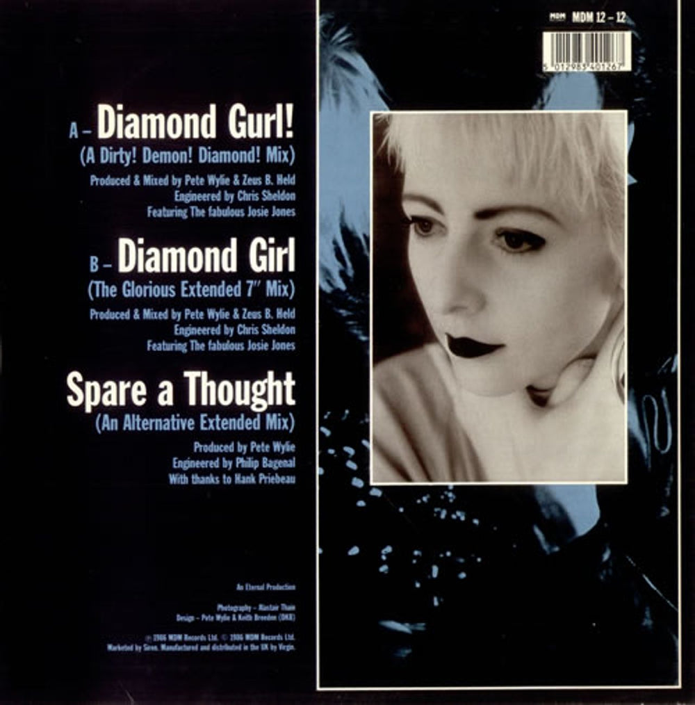 Pete Wylie Diamond Girl - Blue Title Sleeve UK 12" vinyl single (12 inch record / Maxi-single) PWY12DI518492