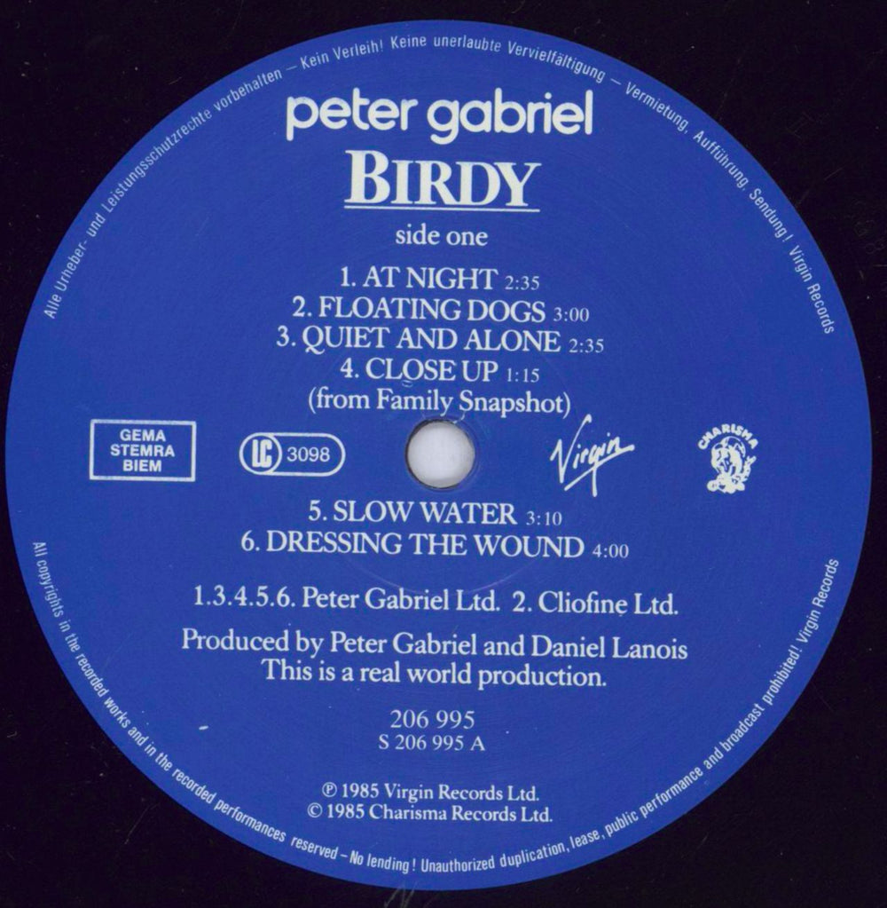 Peter Gabriel Birdy - EX German vinyl LP album (LP record) GABLPBI831303