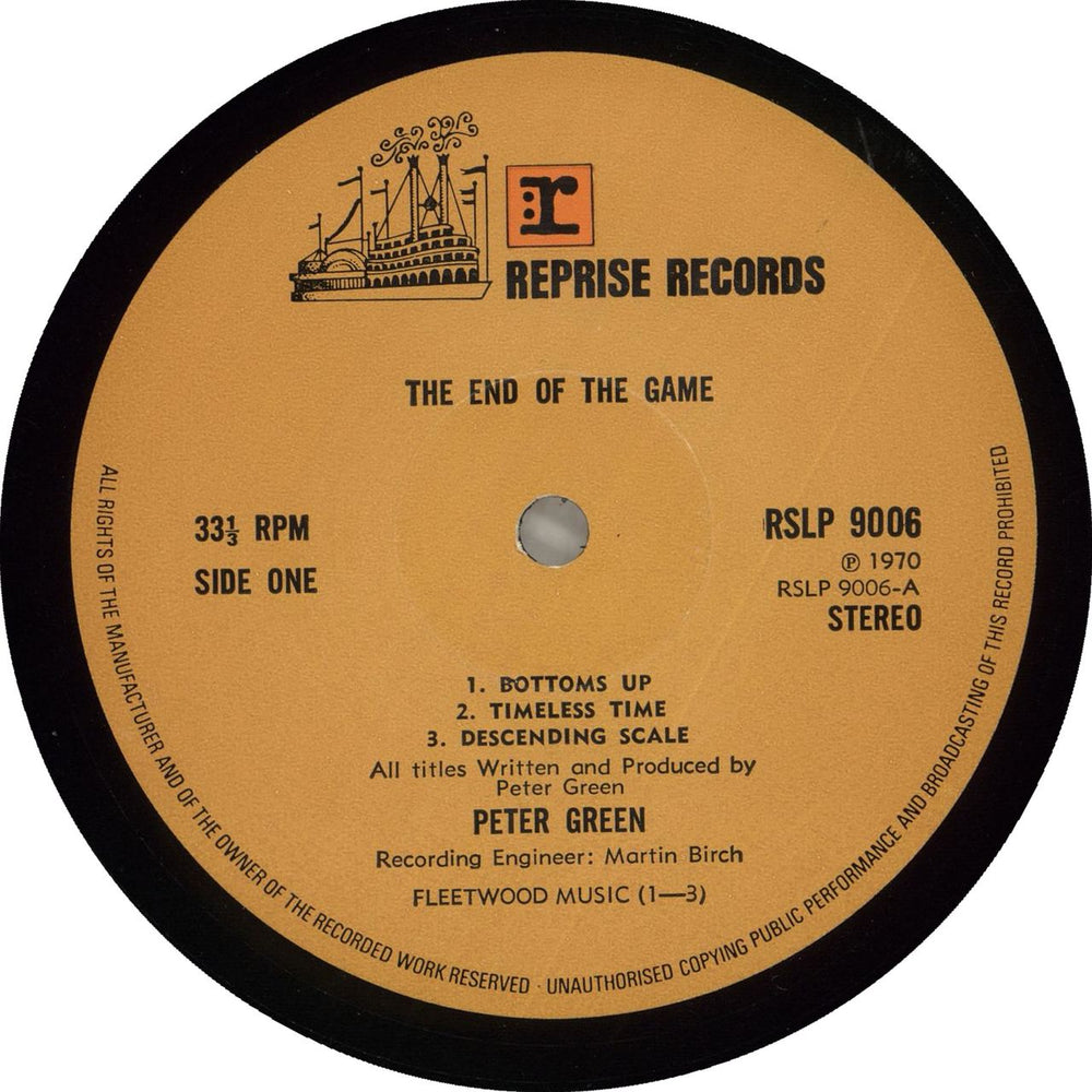 Peter Green The End Of The Game - 1st - EX UK vinyl LP album (LP record) PGRLPTH718155