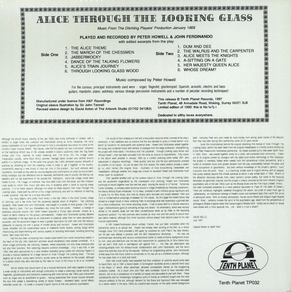 Peter Howell & John Ferdinando Alice Through The Looking Glass - 180g UK vinyl LP album (LP record)