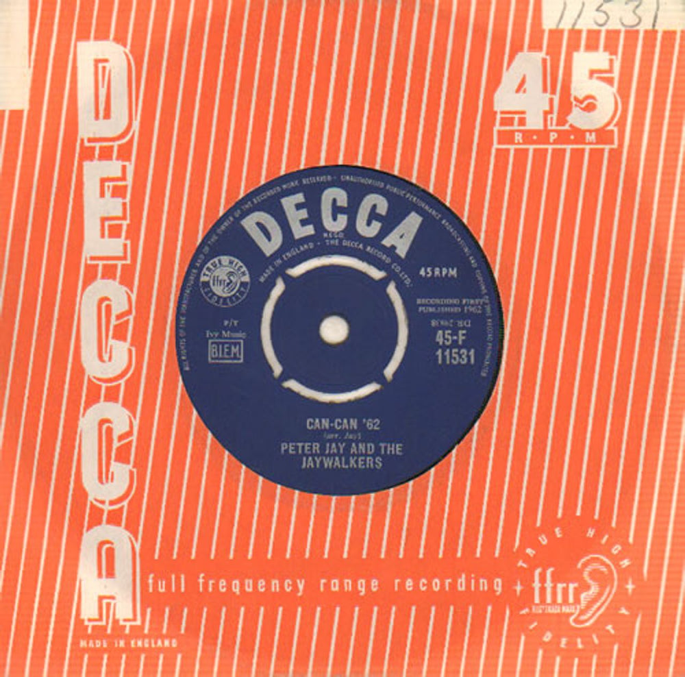 Peter Jay And The Jaywalkers Can-Can '62 UK 7" vinyl single (7 inch record / 45) 45-F11531