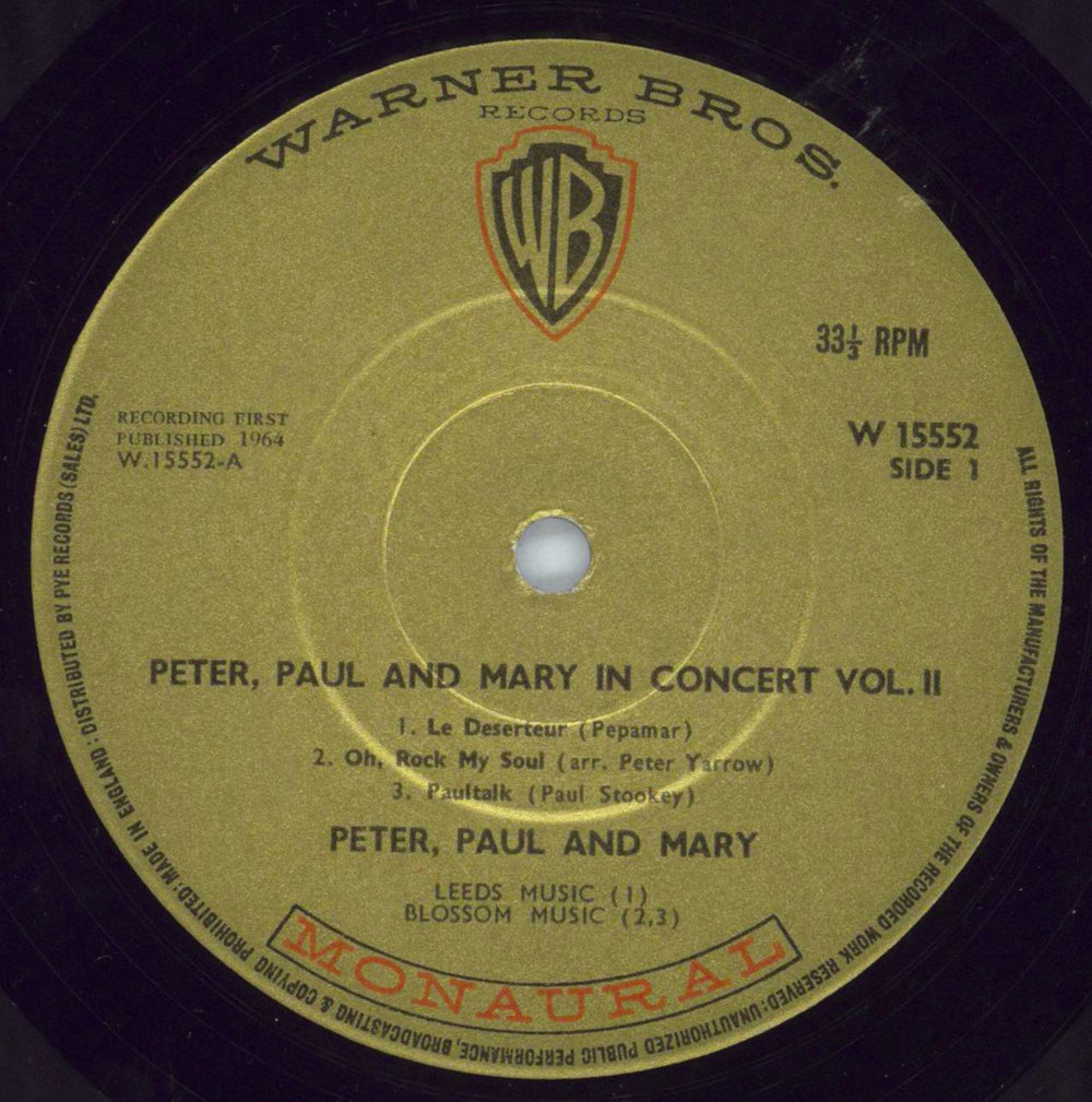 Peter Paul & Mary In Concert Vol.2 UK vinyl LP album (LP record) PPMLPIN797825