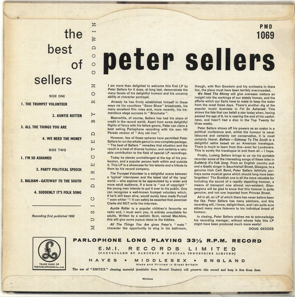 Peter Sellers The Best Of Sellers - 1st - VG UK 10" vinyl single (10 inch record) PTE10TH129466