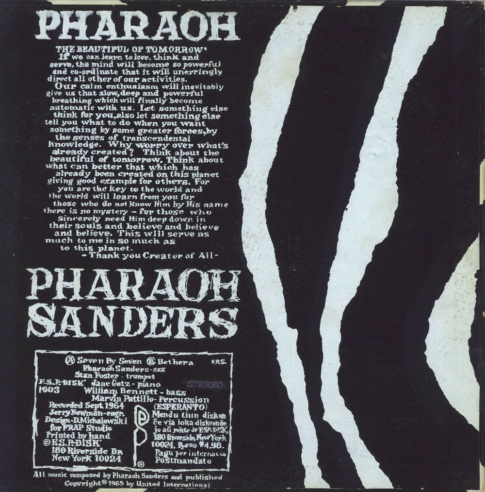 Pharoah Sanders Pharaoh Sanders Quintet US vinyl LP album (LP record)